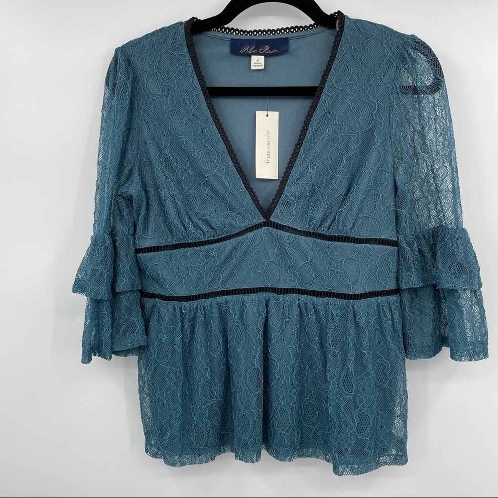 NEW! Boho Teal Lace Blouse